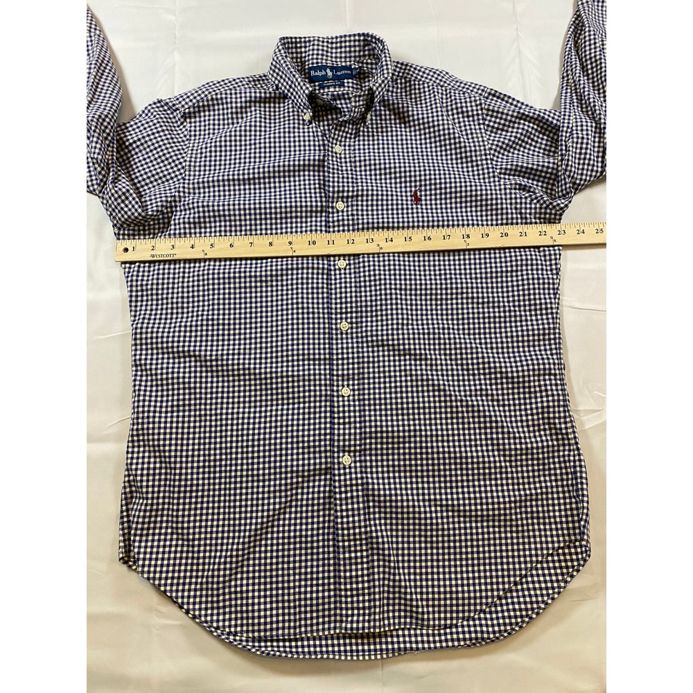 Ralph Lauren Men's Classic Fit Gingham Button Down Shirt Red Pony Logo Size M - Picture 8 of 9